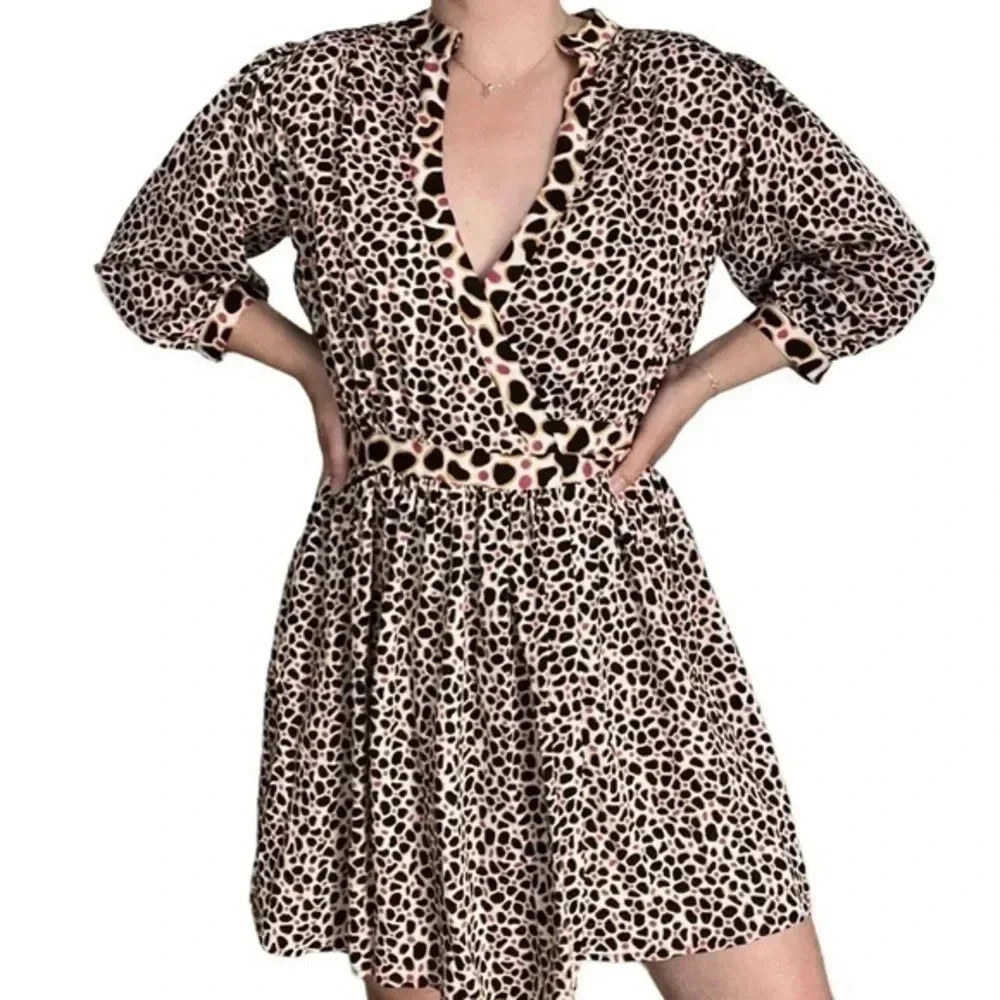 Diane Von Furstenberg Silk Abel Leopard Print Wrap Dress Size 8 M Medium